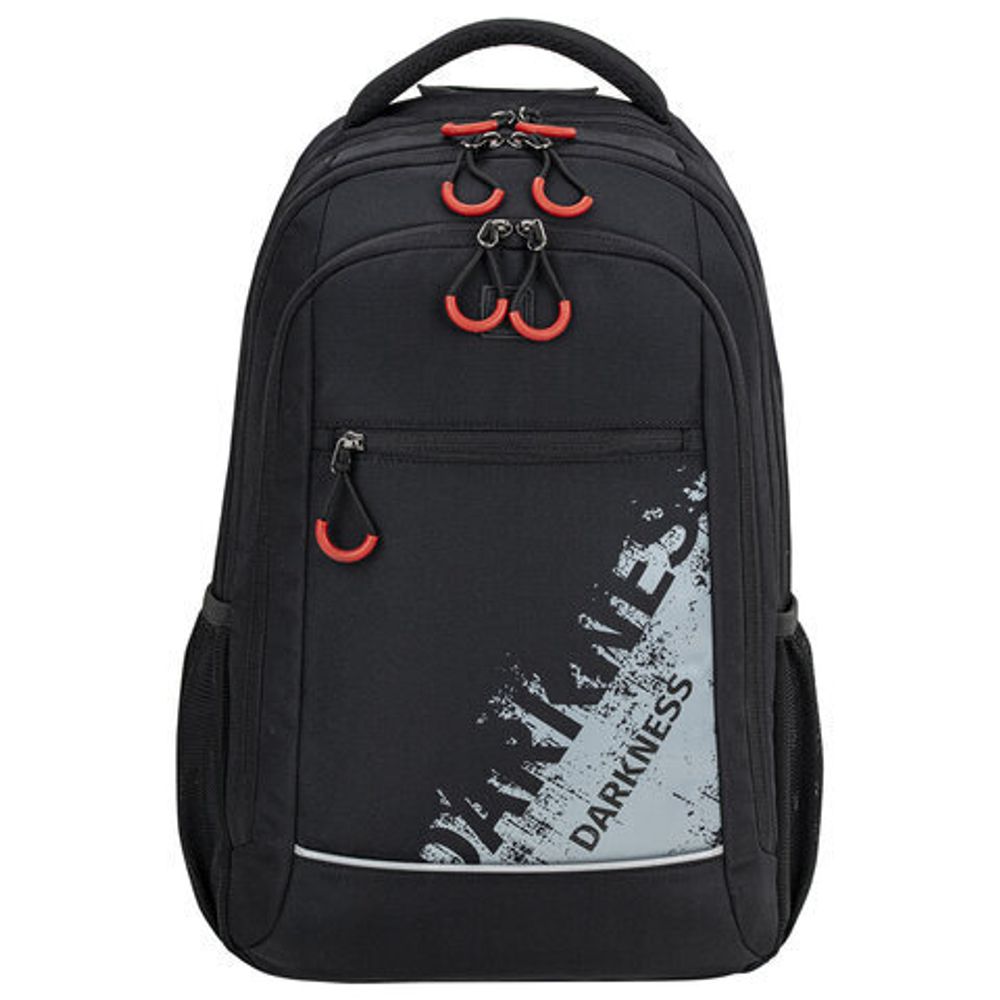 Рюкзак BRAUBERG URBAN универсальный, 3 отделения, светоотражающий принт, "Darkness", черный, 45х30х14 см, 270754