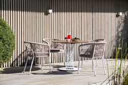 "Диего" обеденная группа на 4 персоны, круглый стол "дуб", цвет бежевый