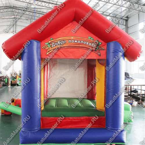 Батут "Домик в деревне с крышей" 3.5*3*2.7 м