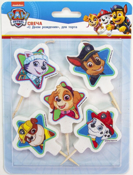 Свеча Фигура, Щенячий Патруль Дружная команда 5 см, 5 шт.