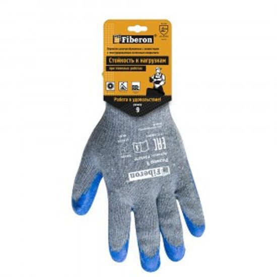 Перчатки Fiberon х/б с п/э с тесктур латексным покр  L PSV027P