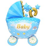 Шар Фольгированный Коляска детская голубая 3D 3D (Голубой)