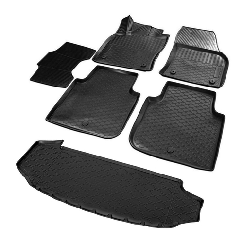 Коврики в салон и багажник автомобиля (комплект) Rival для Skoda Kodiaq (7 мест) 2017-2021 2021-н.в., полиуретан, с крепежом, 6 частей, K15105003-1