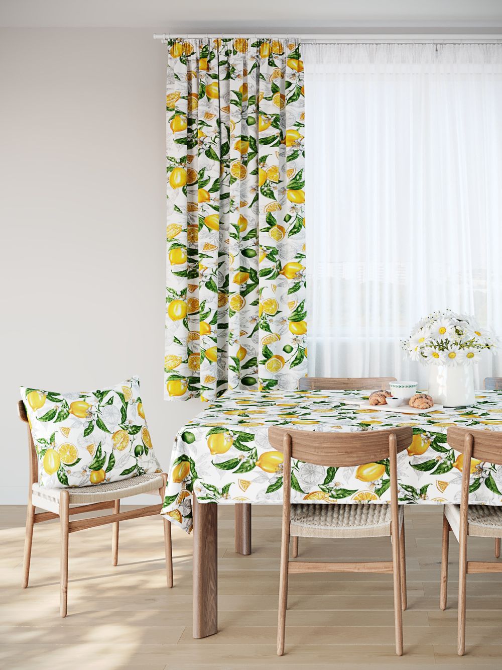 Штора из рогожки Сказка "Лимон" 145х180 см 1 шт