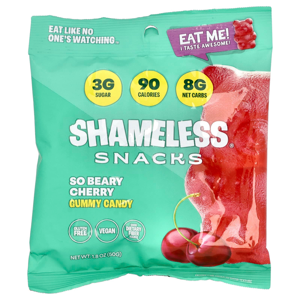 Shameless Snacks, жевательные конфеты, со вкусом вишни, 6 пакетиков по 50 г (1,8 унции)