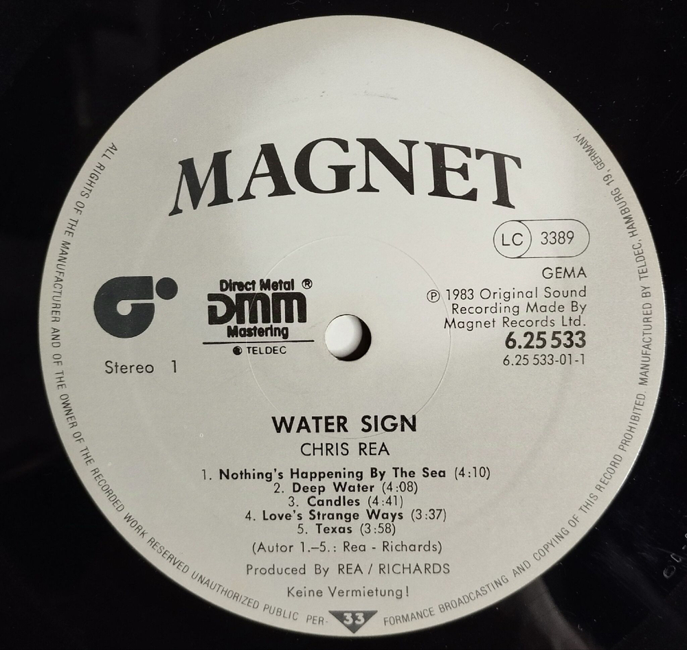 Винтажная виниловая пластинка LP Chris Rea Water Sign (Germany 1983)