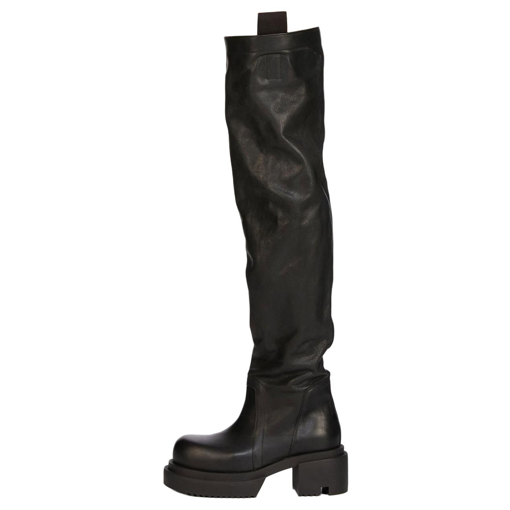 RICK OWENS/RO Calfskin Over the knee Boots Men"s Black
