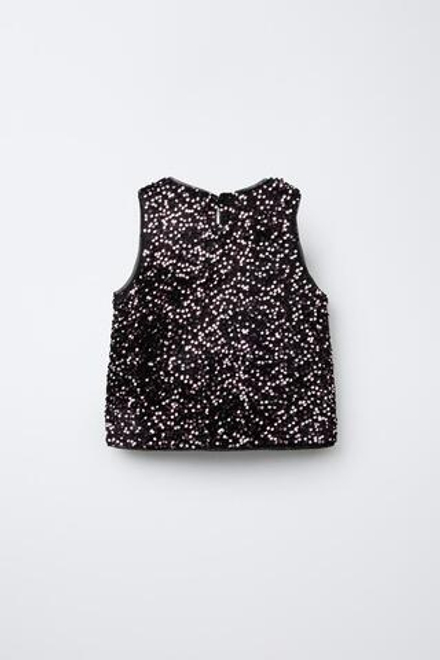 ZARA ТОП С ПАЙЕТКАМИ, РОЗОВЫЙ