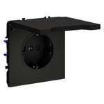 Розетка встраиваемая VOLTUM S70 с заземлением, защитными шторками и крышкой 16А, (черный матовый)
