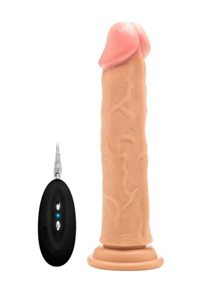 Телесный вибратор-реалистик Vibrating Realistic Cock 9 - 23,5 см. (Цвет: телесный)