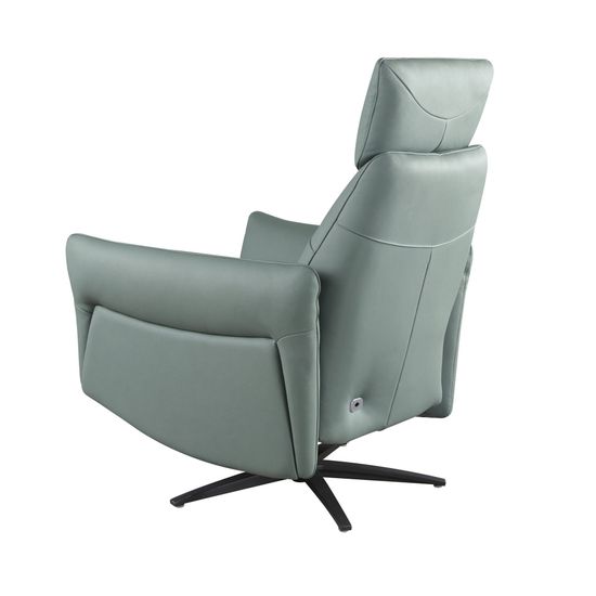 Вращающееся кресло-реклайнер 5174 из бирюзово-зелёной кожи