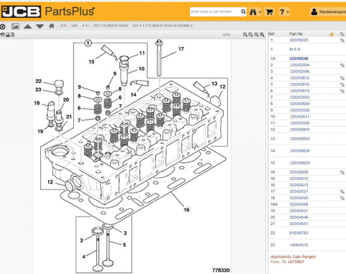 Головка блока цилиндров JCB 320/02620, 320/02680, 320/02669, 320/02721