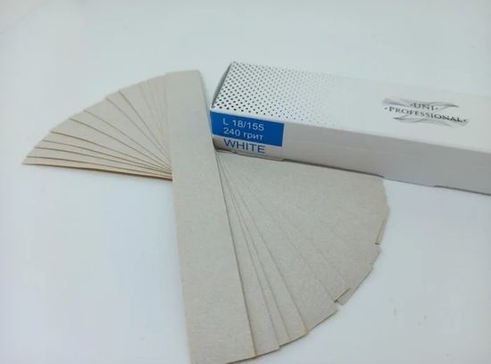 Сменные файлы Unipilka для маникюра на основу  "Прямая L" , белые 240грит 50шт/уп.