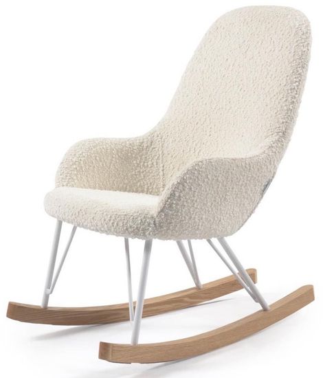 Детское кресло-качалка Joey из белой ткани букле