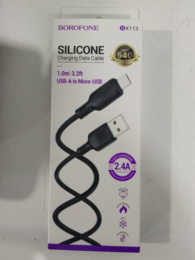 Кабель USB - микро USB BOROFONE BX113 1м 3A, силикон черный