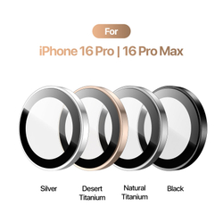 Защитное стекло на камеры с черными рамками из алюминия для iPhone 16 Pro и 16 Pro Max, серия HAWK Series Camera Lens Protector