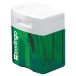 Набор точилка пластиковая Berlingo 1 отверстие, с контейнером, с крышкой, зеленая+красная, 2шт