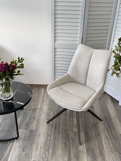 Стул OSKAR 360 град. поворот. KN01-05 Бежевый/ BZ1046-11 Бежевый/ Шоколадное золото каркас