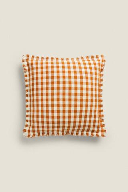 ZARA HOME ЧЕХОЛ ДЛЯ ДЕКОРАТИВНОЙ ПОДУШКИ В МЕЛКУЮ КЛЕТКУ, ГОРЧИЧНЫЙ
