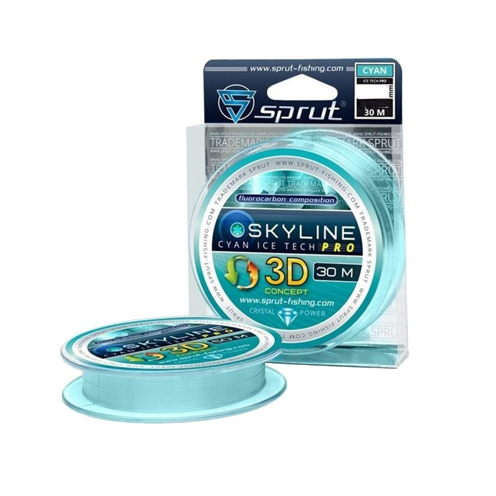 Леска для зимней рыбалки Sprut SKYLINE 3D IceTech PRO indigo (0,165mm/30m), 1 штука
