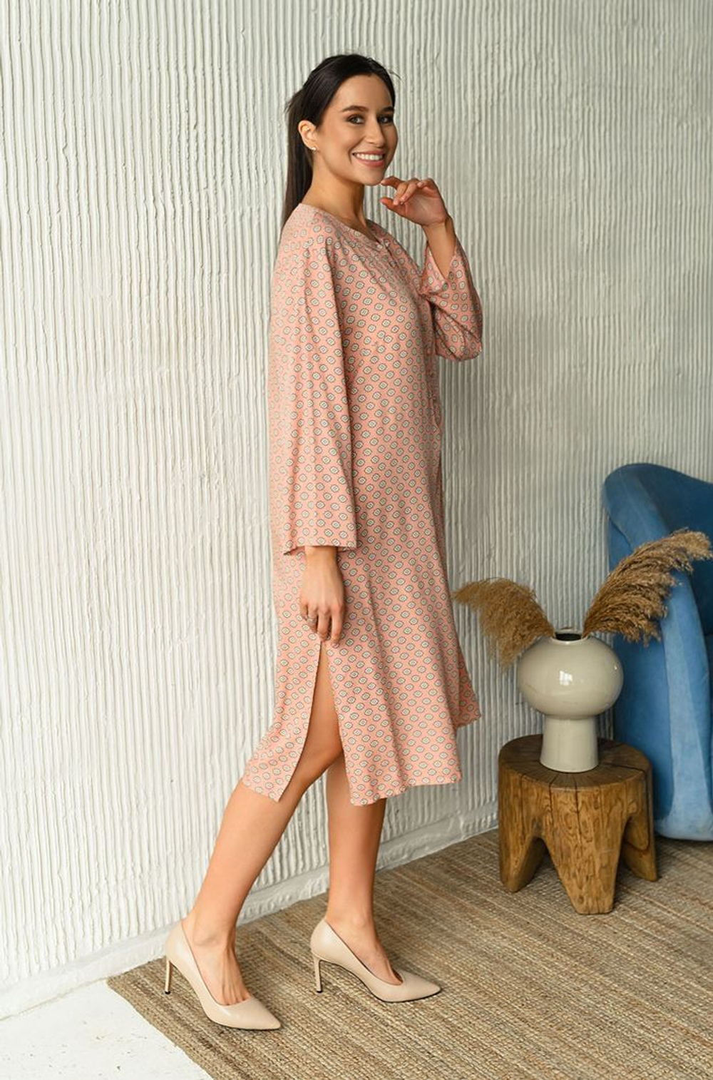 Длинная туника прямого силуэта Aleksa (Размер: M) (Цвет: разноцветный)