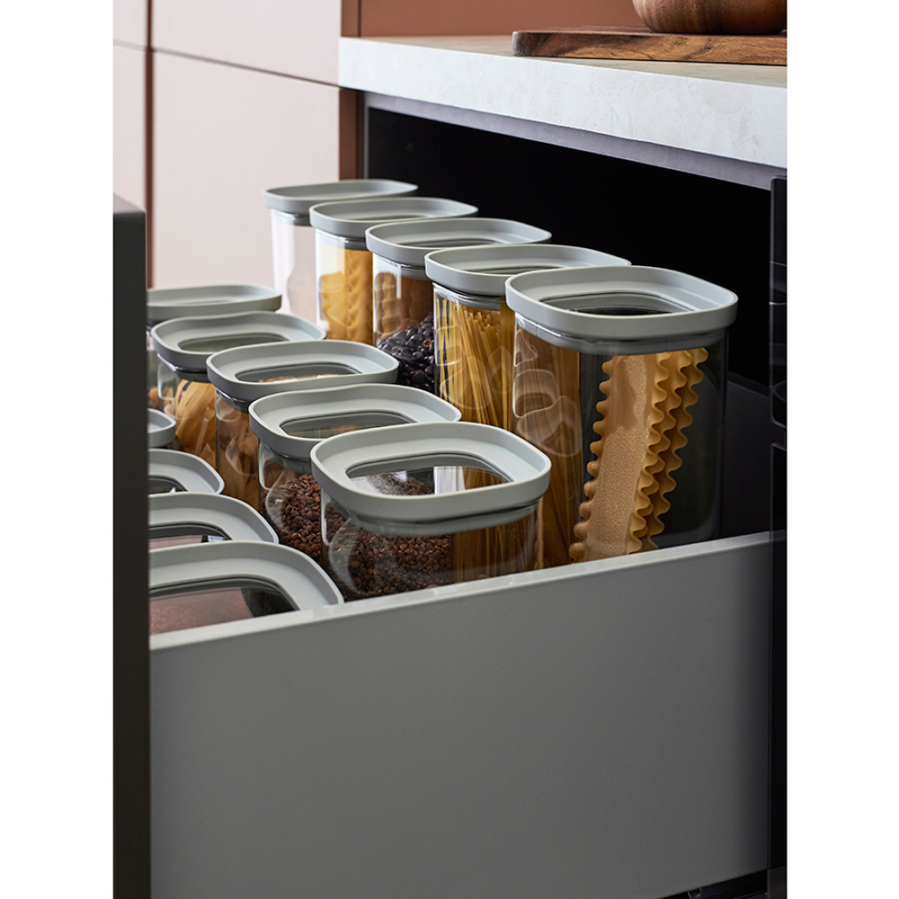 Банка для хранения стеклянная с крышкой, 2 л, светло-серая