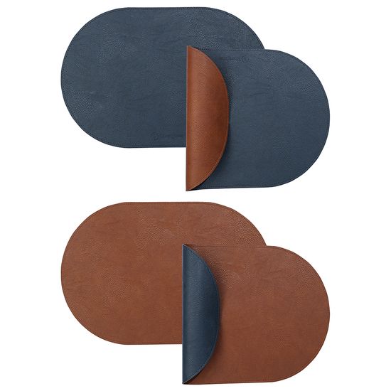 Набор из 4-х двухсторонних сервировочных салфеток pool, 30х45 см, синий/коричневый