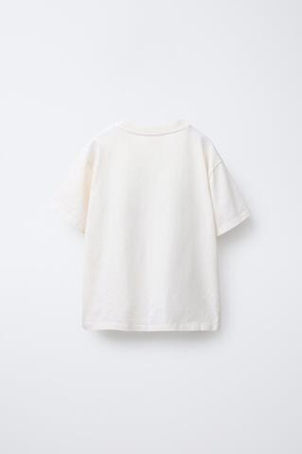 ZARA ФУТБОЛКА С ФОТОПРИНТОМ, ЭКРЮ