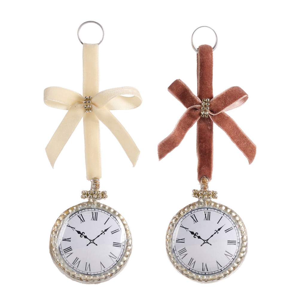 Украшения на елку Часики на ленточке 2шт 9см Goodwill Frozen Time Pocket Watch
