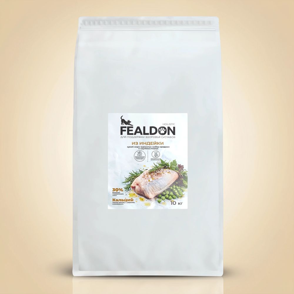 Сухой корм Fealdon для взрослых собак средних и крупных пород с индейкой