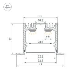 Профиль SL-LINIA49-F-2000 ANOD (BY) (Arlight, Алюминий) 059797