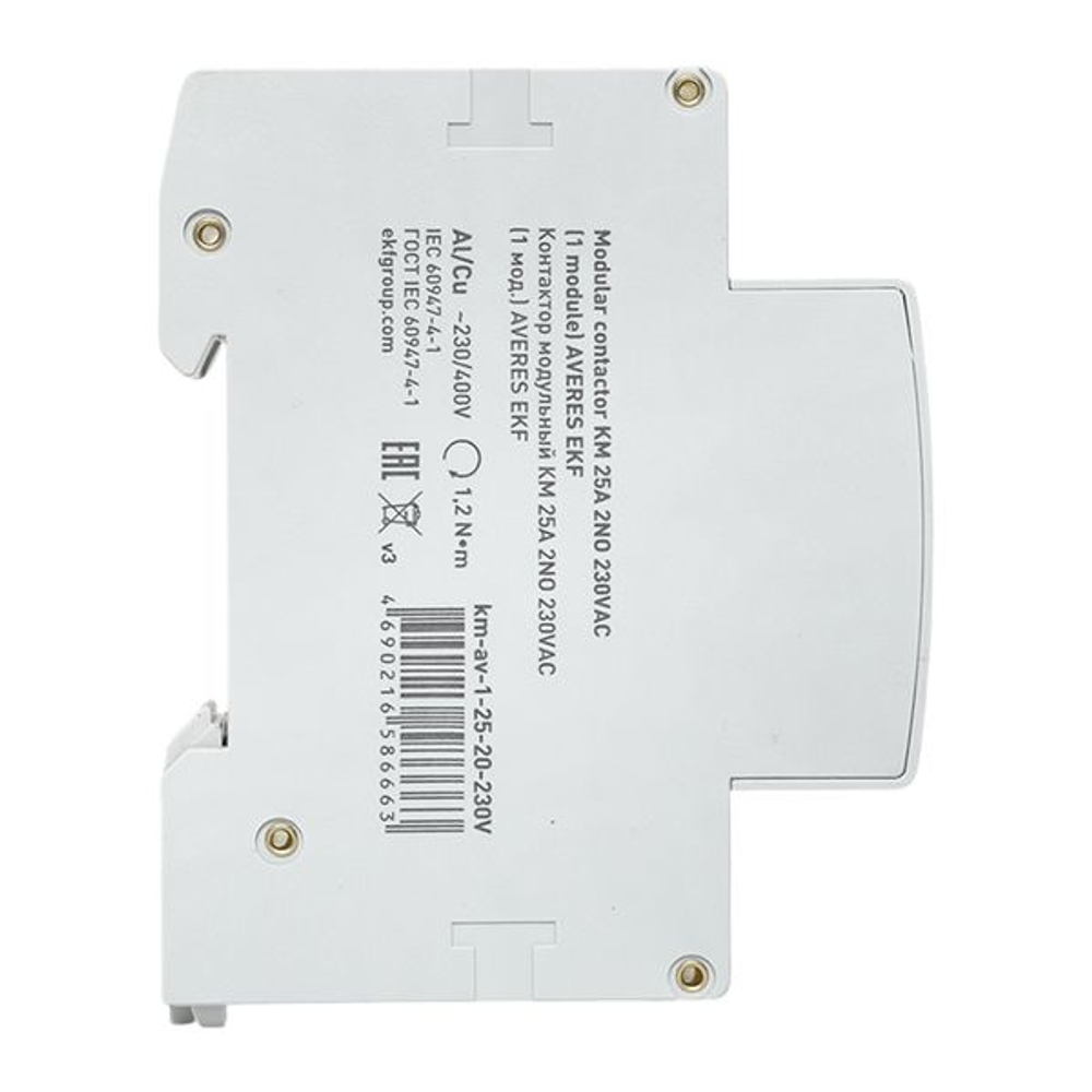 Контактор модульный КМ 25А 2NO 230В АС (1 мод.) AVERES EKF