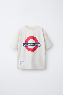 ZARA ФУТБОЛКА С ПРИНТОМ UNDERGROUND LONDON ©, ЭКРЮ