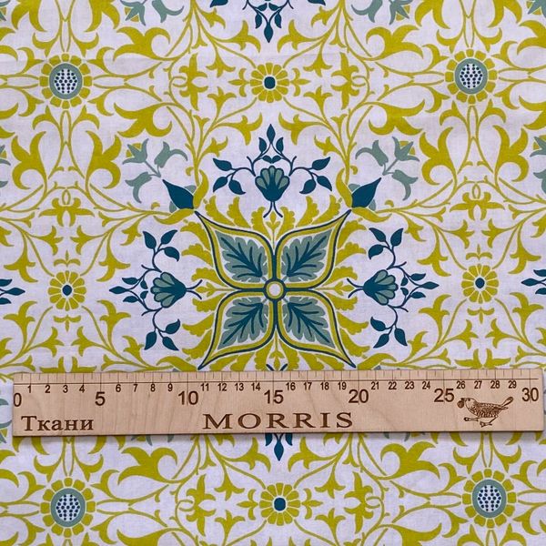 ЛИМОННЫЙ КАЛЕЙДОСКОП В СТИЛЕ У.МОРРИСА 100% хлопок Handmade Fabrics 4