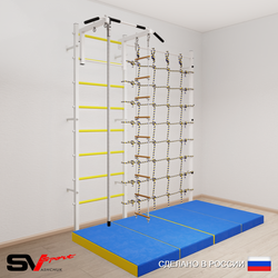Шведская стенка Sv Sport усиленная 61440 (Турник стандарт/Канат/Лестница/Мат 2м/Канатный лаз)