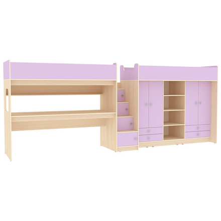 Двухъярусная кровать КарИВи Л-CE606-604 80х190  Дуб Молочный Ирис