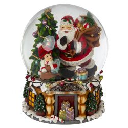 GAEM Фигурка декор в стекл шаре "Санта" (муз с ключ), D 15 см, L15 W15 H20,5 см
