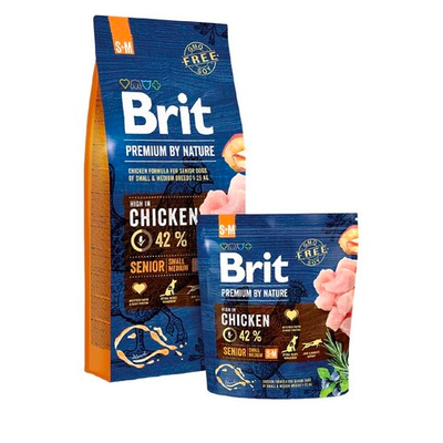 Brit Premium Dog Senior S+M курица - корм для пожилых собак мелких и средних пород (Premium by Nature Senior Small & Medium Chicken)