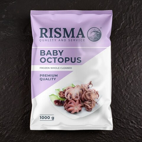 Осьминоги молодые мини, очищенные, сыромороженые, 40-60шт в кг, Risma, 1кг
