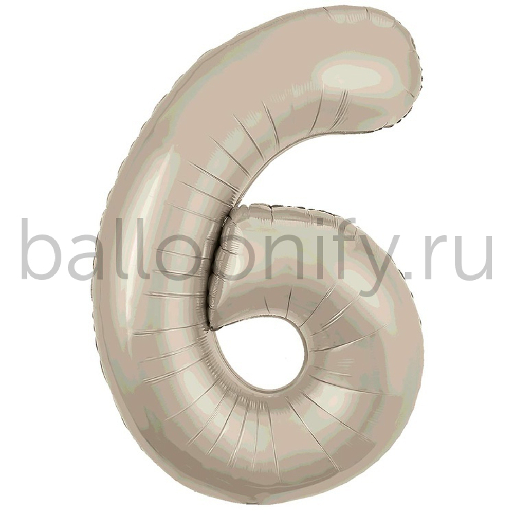 Шар ЦИФРА 6 Сатин Cream 40" 102 см