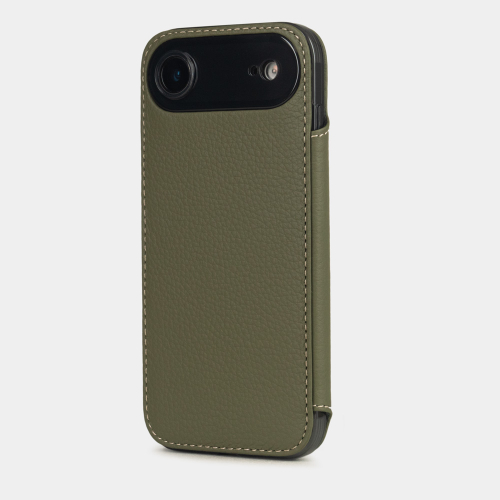 Чехол-книжка кожаная для iPhone 17 Air, теленок зеленого цвета