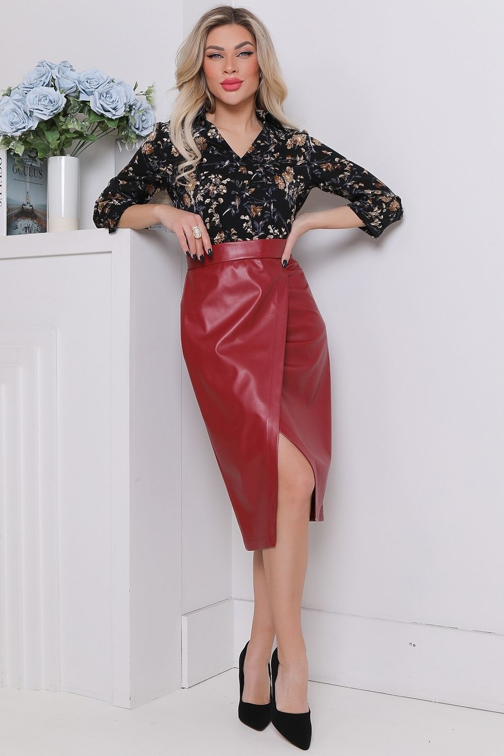 Юбка Люкс ( эко кожа вишня) Diolche