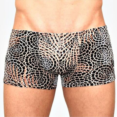 Мужские трусы-боксеры с велюровым цветочным узором (Размер: S) (Цвет: черный)