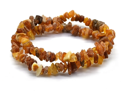 Браслет из лечебного янтаря 2шт цвет коньячный, 19см
