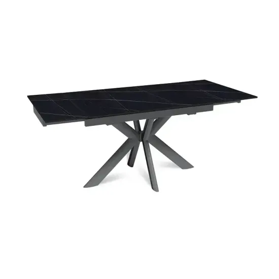 Стол "СТРОНГ" 120-180, керамика Black Gold матовая, опоры черный муар