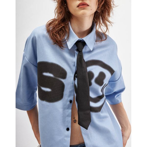Рубашка Smile укороченная голубая - фото 9