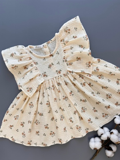 Платье из муслина для малышек «Цветочное», цвет беж
