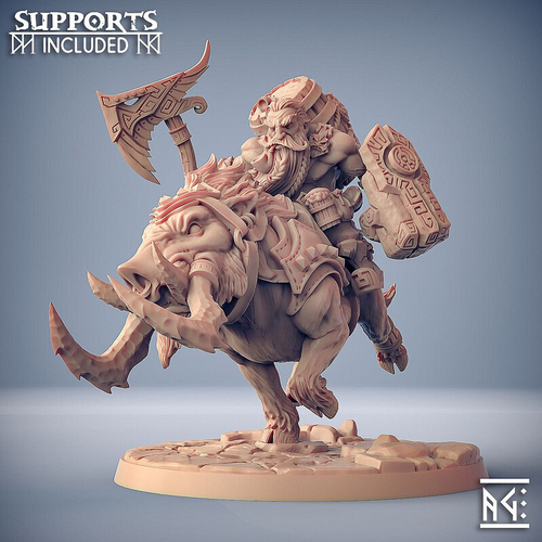 Дворф Дуэргар Воин Паладин Варвар Файтер Рыцарь Всадник на вепре миниатюра для dnd, днд, pathfinder, фентези, Настольная игра, НРИ, Варгейм, РПГ