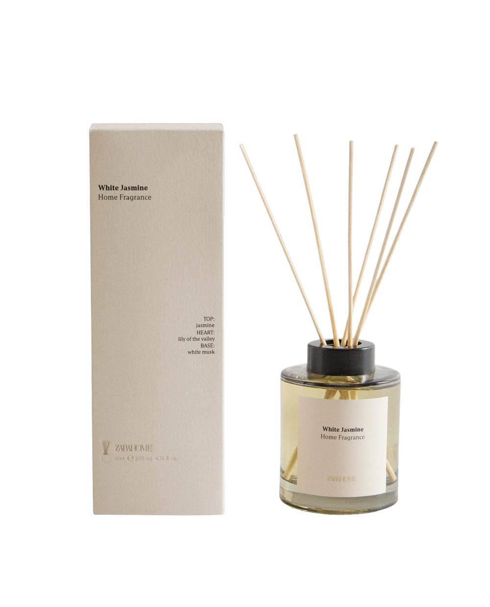 Zara Home Аромадиффузор White Jasmine 200 мл, тростниковые палочки микадо, аромат цветочный, Розовый