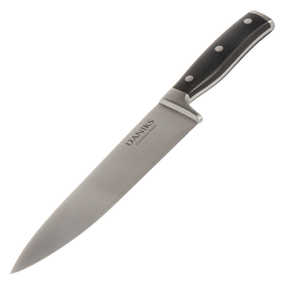 Нож кухонный Daniks, Black, шеф-нож, сталь, 20 см, рук пласт, YW-A325-CH